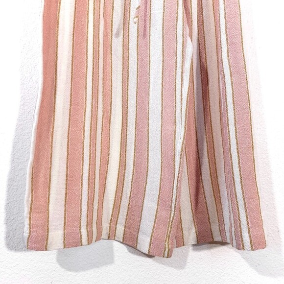 NWT Rip Curl Boho Palm Belted Jumpsuit Wide Leg Ankle Crop Medium Vintage Stripe - Picture 6 of 14